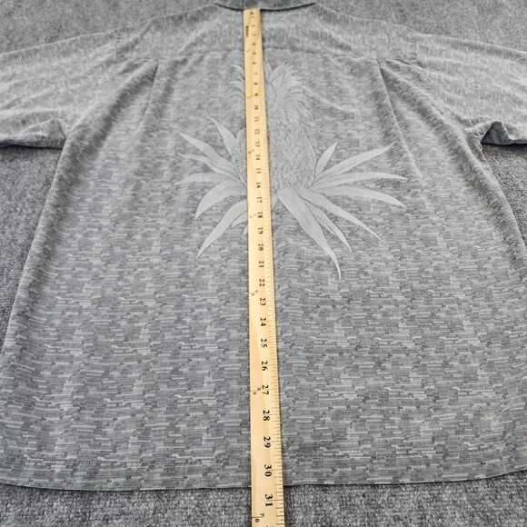 Tommy Bahama Shirt Mens Medium Gray Pineapple Print Silk Hawaiian Loop Collar - Picture 6 of 16